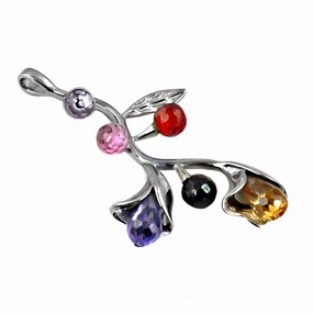 Stunning Multi CZ Gemstone Silver Pendant - Elegant Jewelry for Every Occasion Smart Accent Denoting Adornment