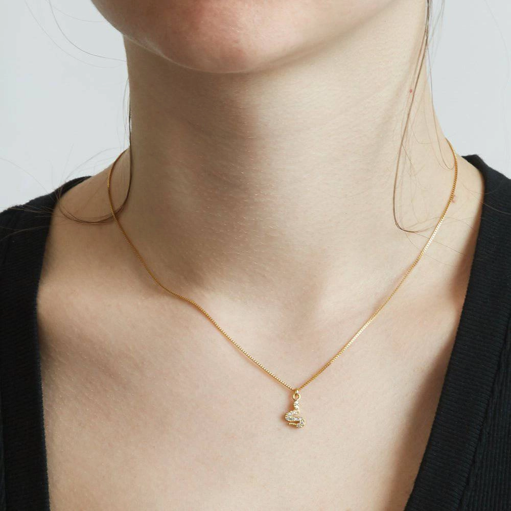 Gold Tiny Pave Snake Necklace City Accent