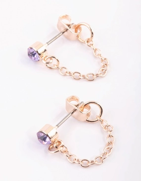 Purple Diamante Jacket Earrings Timeless Craftwork Polished Line