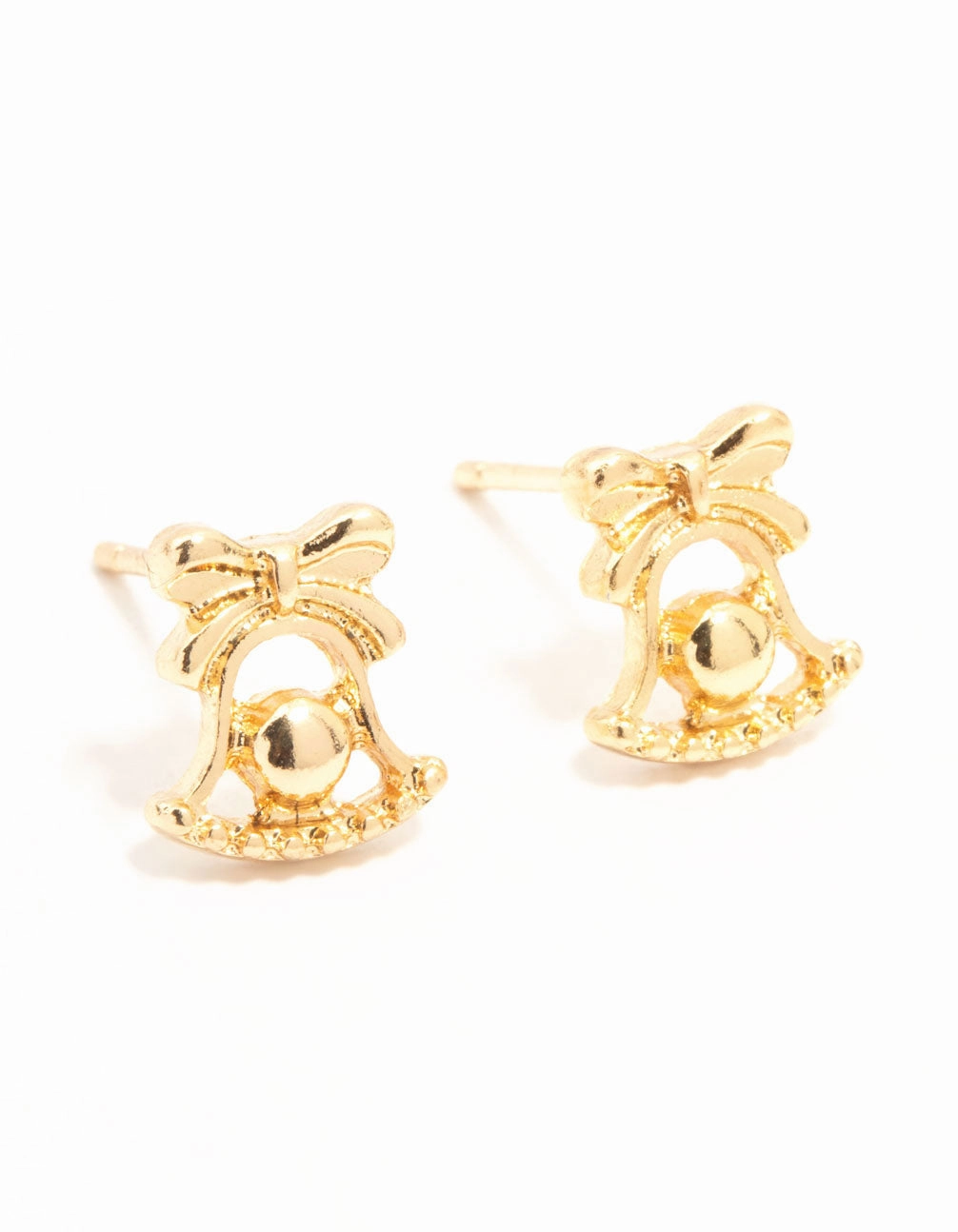 Gold Jingle Bell Gold Stud Earrings Stunning Finish Elegant Jewelry