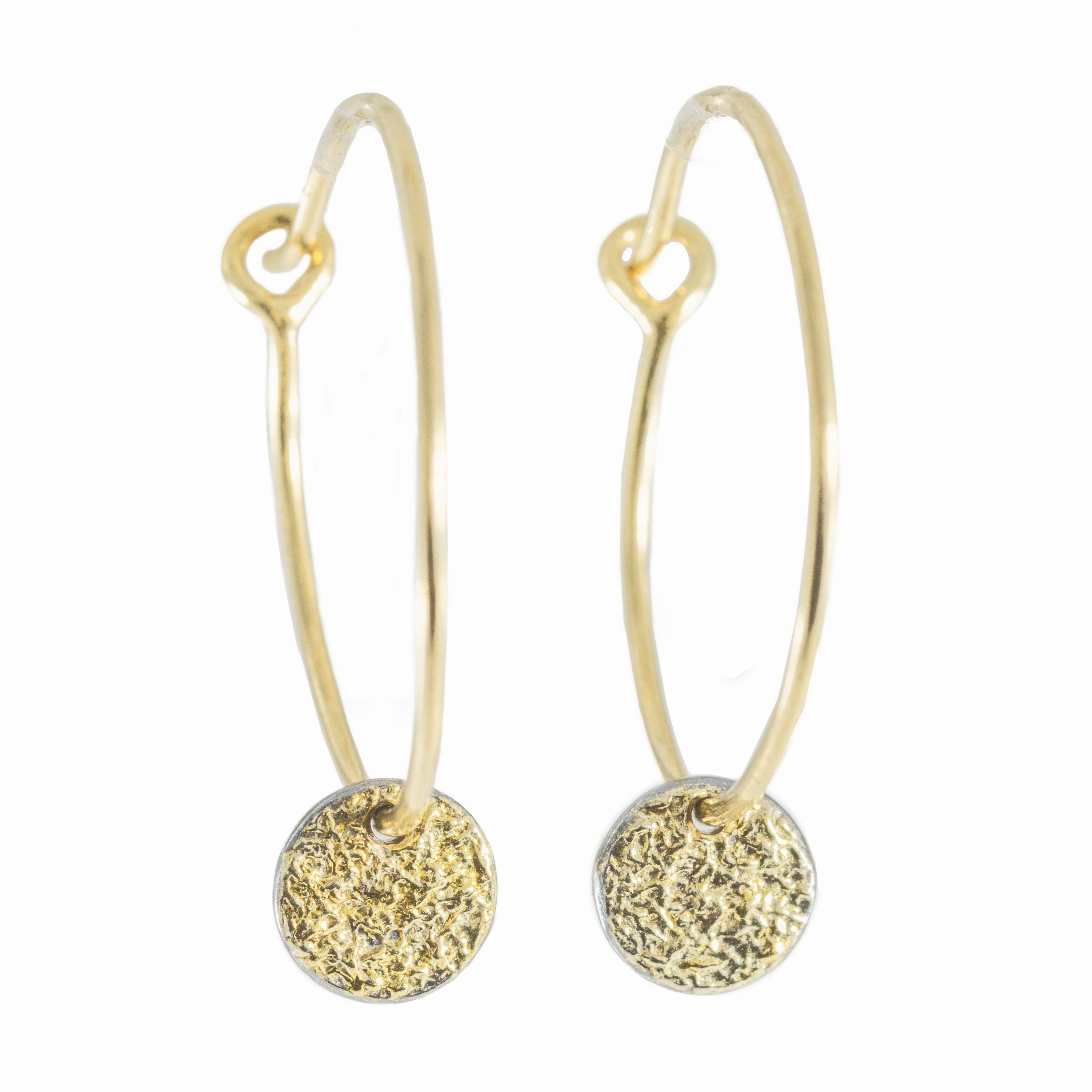 Easy Breezy Hoops with Dusted Discs, Small - 22k/18k Gold, Oxidized Silver Custom Touch