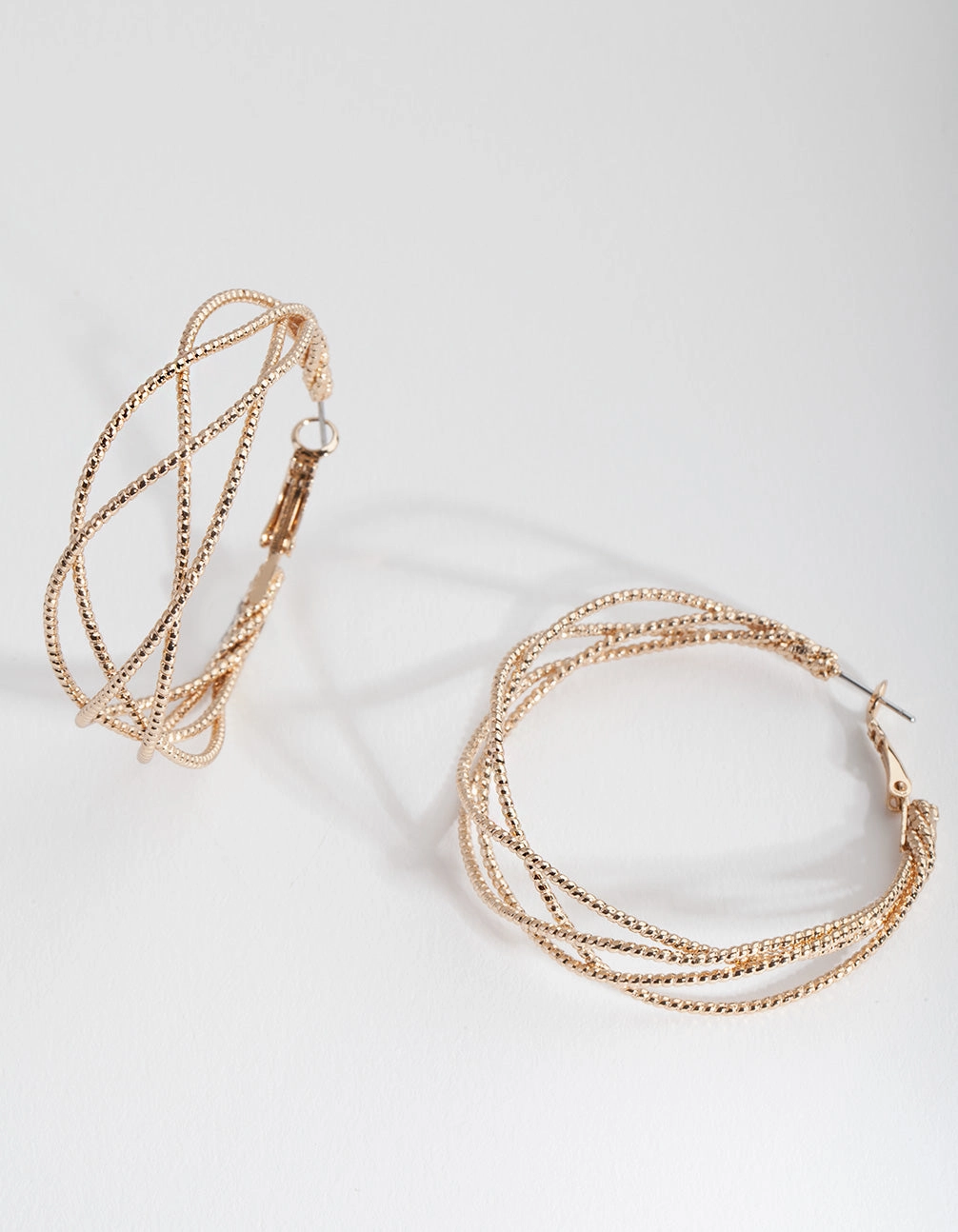 Gold Crossover Multi Hoop Earrings Pretty Detail Statement Layer
