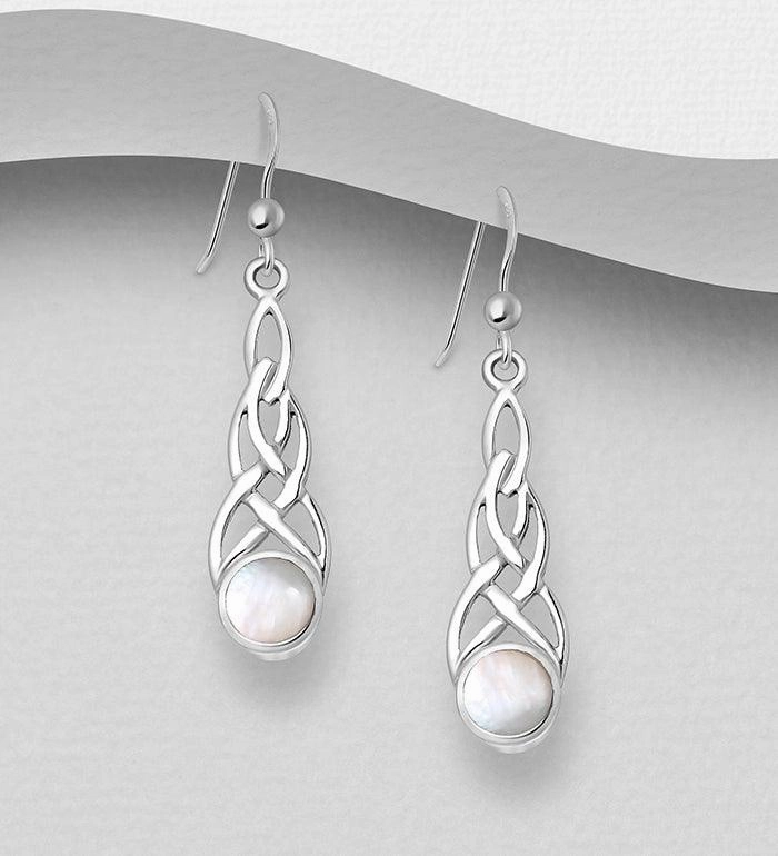 Distinctive Style Celtic Knot Sterling Silver Earring with Mother of Pearl