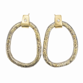 Alluring Design Dusted Carabiner Earrings - 22ky, 18ky   Oxidized Silver