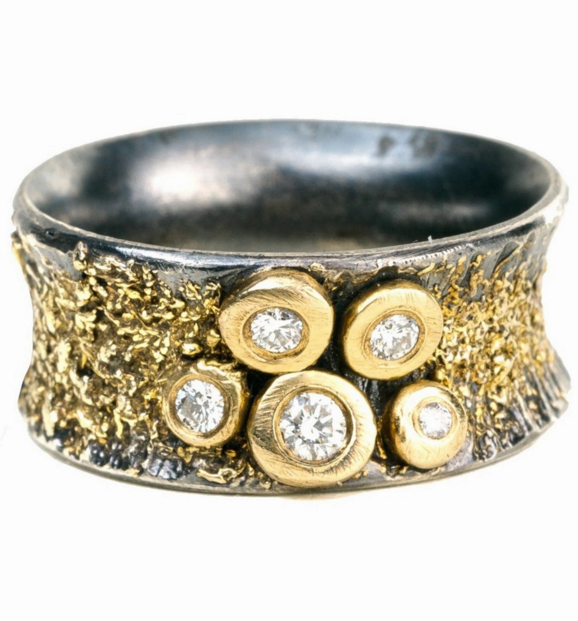 Formal Fashion Aspen Bauble Ring - 22k/18k gold, Oxidized Silver   Reclaimed Diamonds