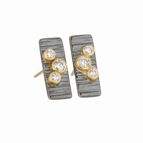 Aspen Bauble Studs - 18ky, Oxidized Silver   VS Diamonds spring fashion
