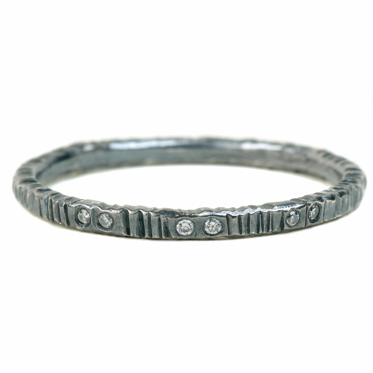 Exclusive Jewelry Fashion Fit Aspen Stackers  - Oxidized Silver   Reclaimed Diamonds