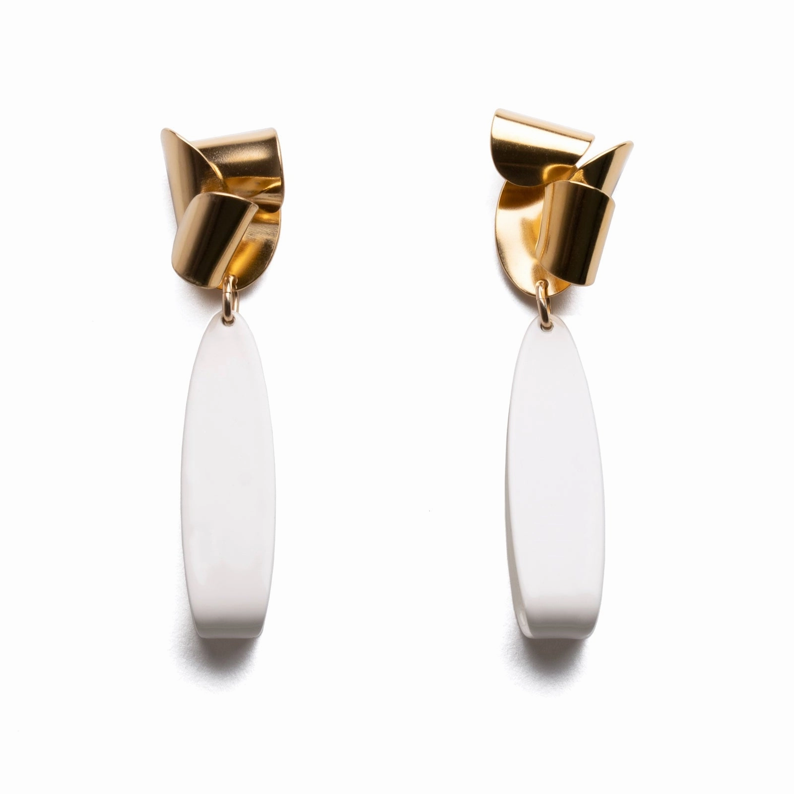 Asymmetrical Folds with Folded Drops - Gold   Cream Polished Elegance Handcrafted Beauty