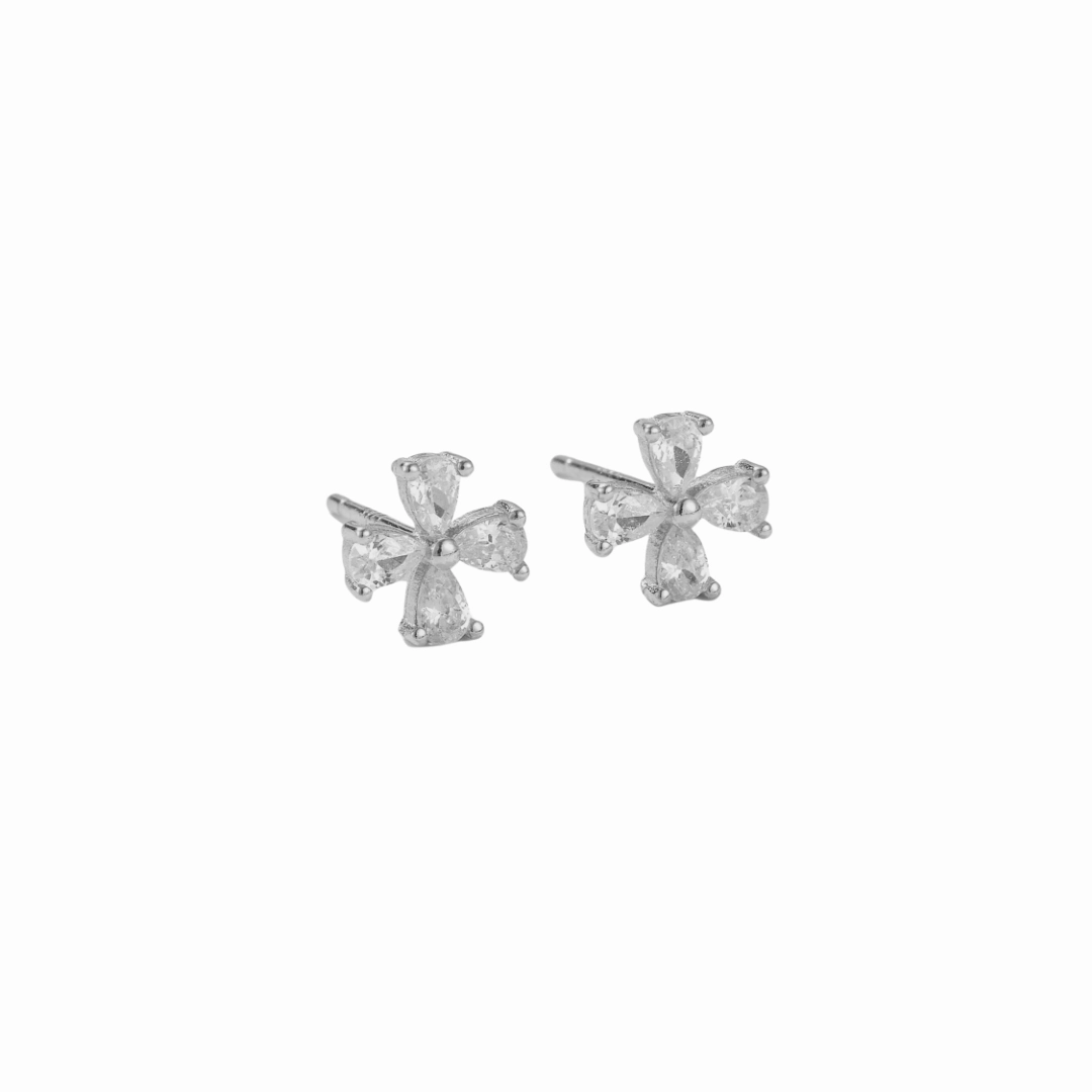 Pretty Flower Silver Studs Contemporary Aesthetic