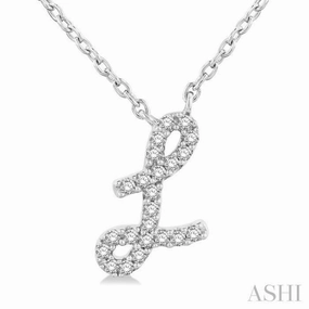 1/20 Ctw Initial 'L' Round cut Diamond Pendant With Chain in 10K White Gold Romantic Date High-Quality Style