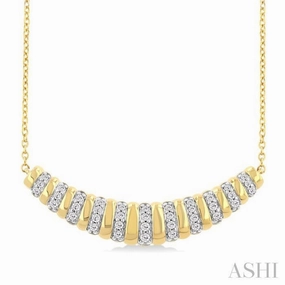 1/5 Ctw Ribbed Dome Round Cut Diamond Necklace in 10K Yellow Gold New Trend Heavy Jewelry