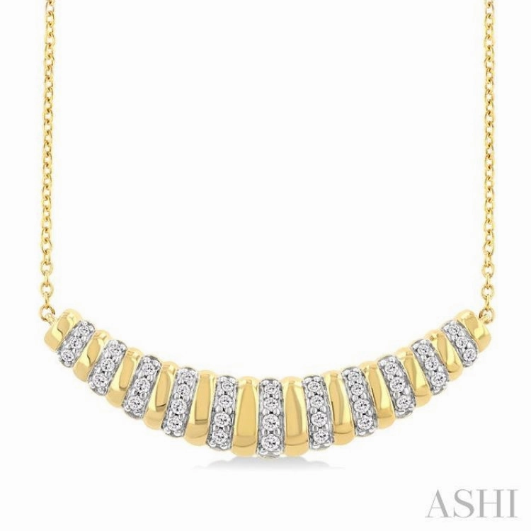 1/5 Ctw Ribbed Dome Round Cut Diamond Necklace in 10K Yellow Gold New Trend Heavy Jewelry