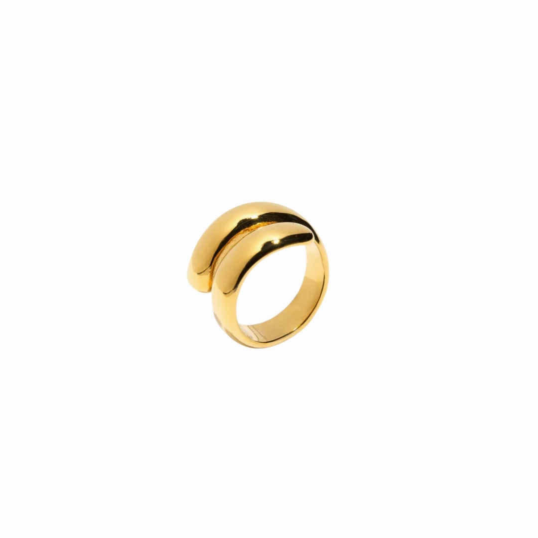 Aura Spiral Gold Ring | Open Wrap Statement Band Delicate Sign Classic Finish