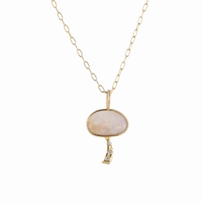 Boho Charm Bright Accent Australian Opal Mushroom Necklace - 18k Gold