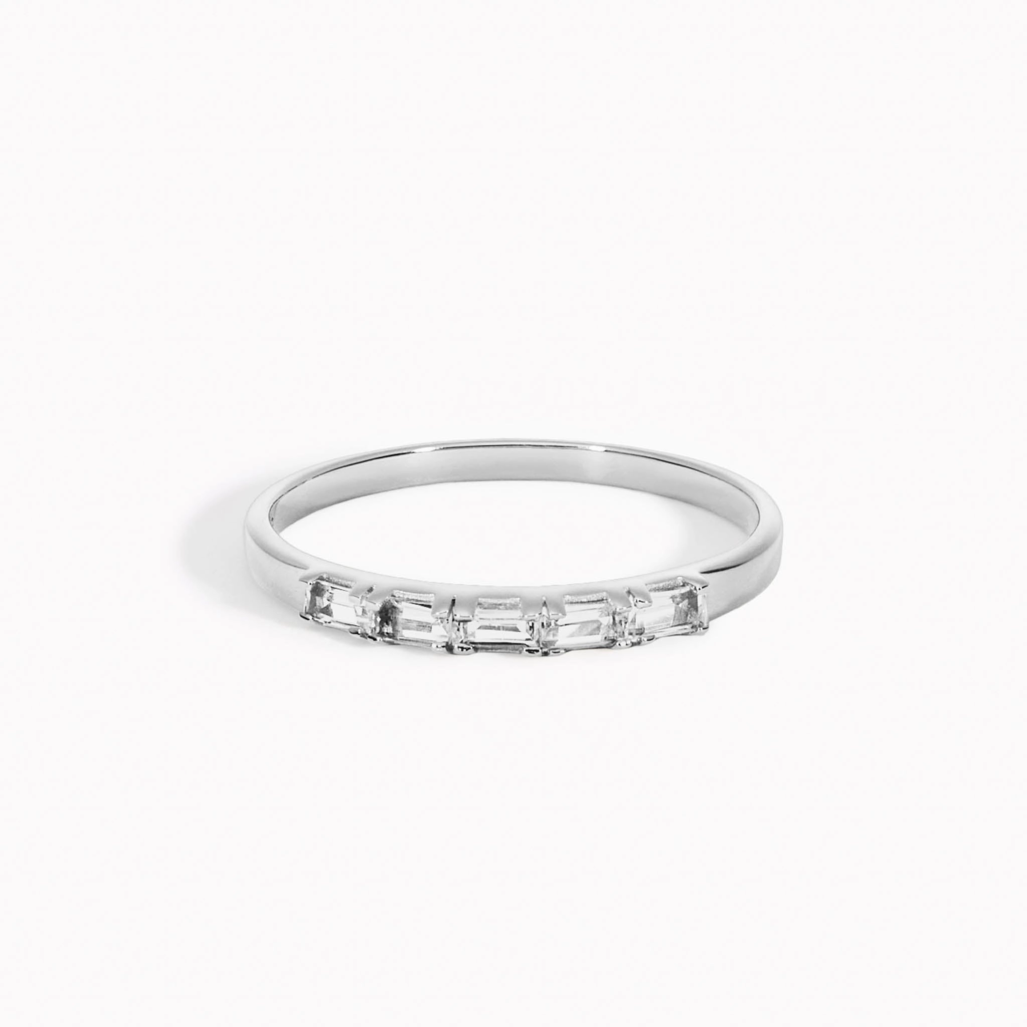 Sentimental Jewelry Fresh Spark Baguette Ring White Topaz Silver - Julie