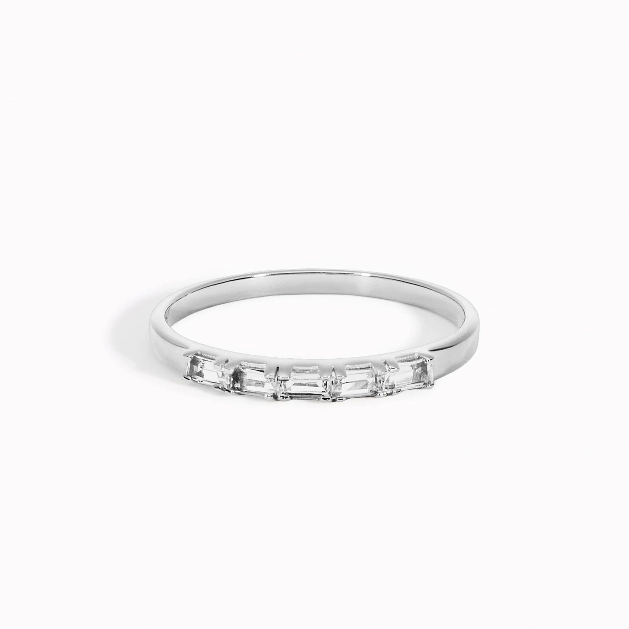 Baguette Ring White Topaz Silver - Julie Chic Present Stylish Work