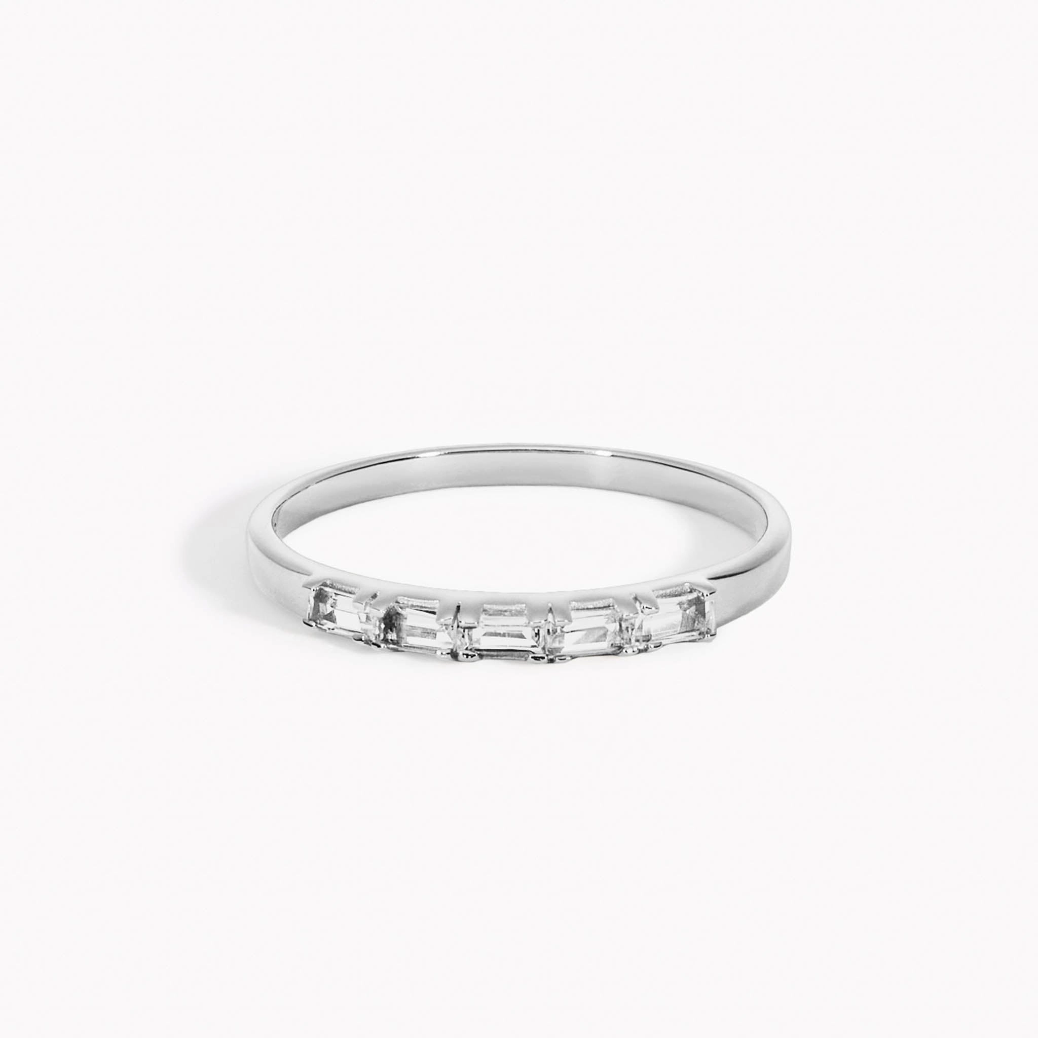 Modern Heirloom Baguette Ring White Topaz Silver - Julie