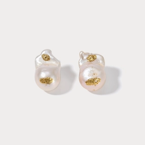 Baroque Pearl Stud Earrings Bold Craftsmanship