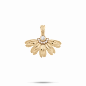 Beach Naupaka Pendant in Gold with Diamonds - 20mm Heavy Jewelry