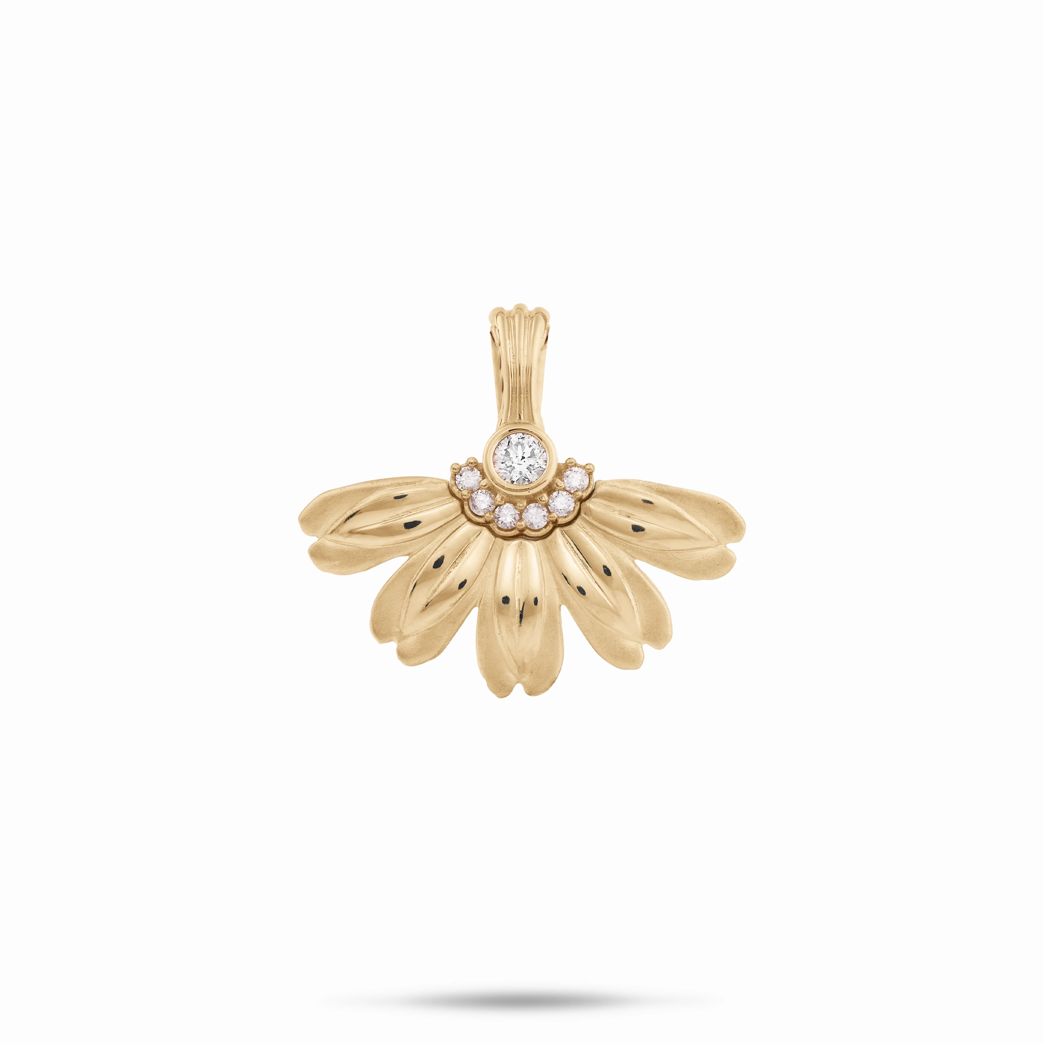 Beach Naupaka Pendant in Gold with Diamonds - 20mm Heavy Jewelry