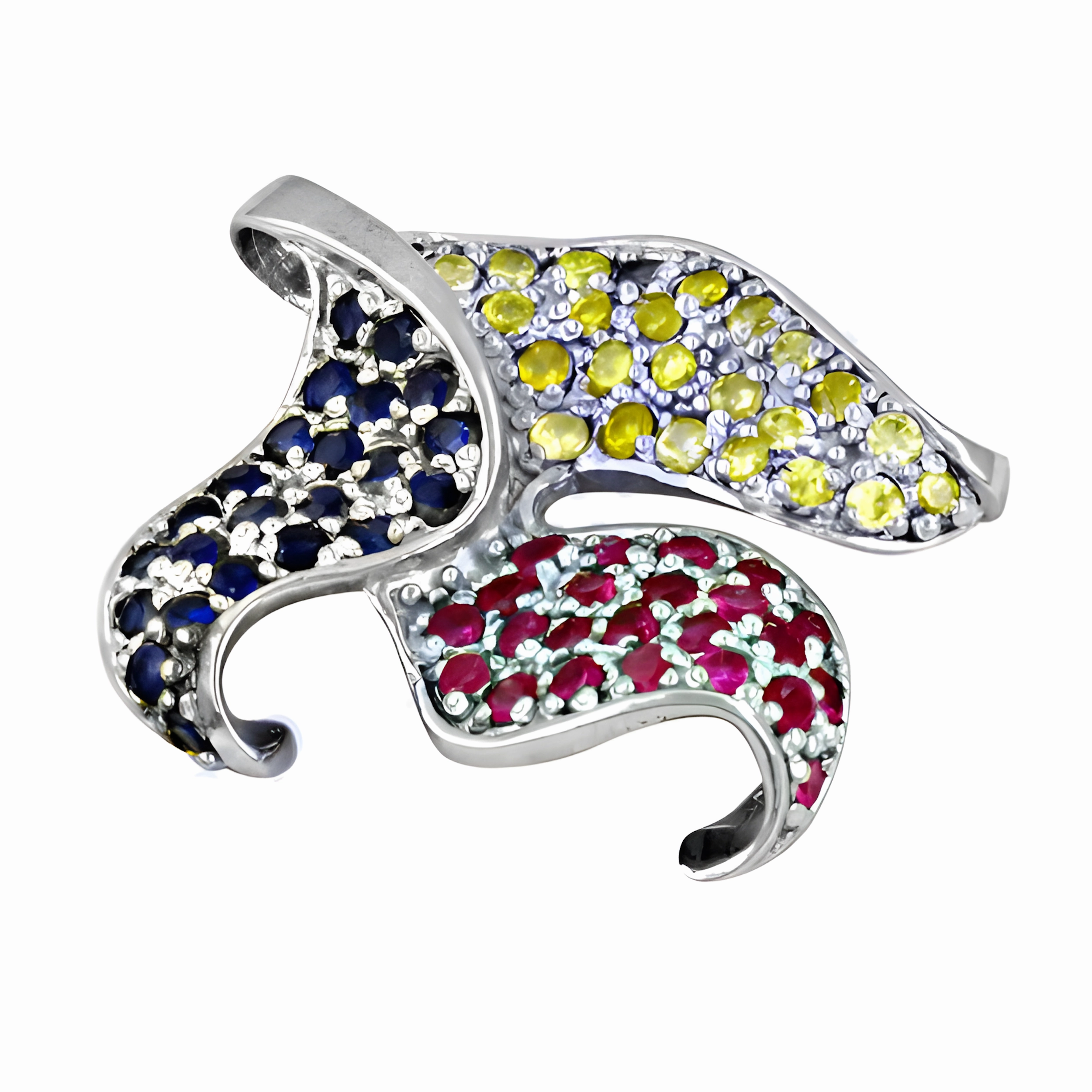 Superb Ornament Creative Soul Hot Sale Unique Pink & Yellow Zirconia Silver Pendant