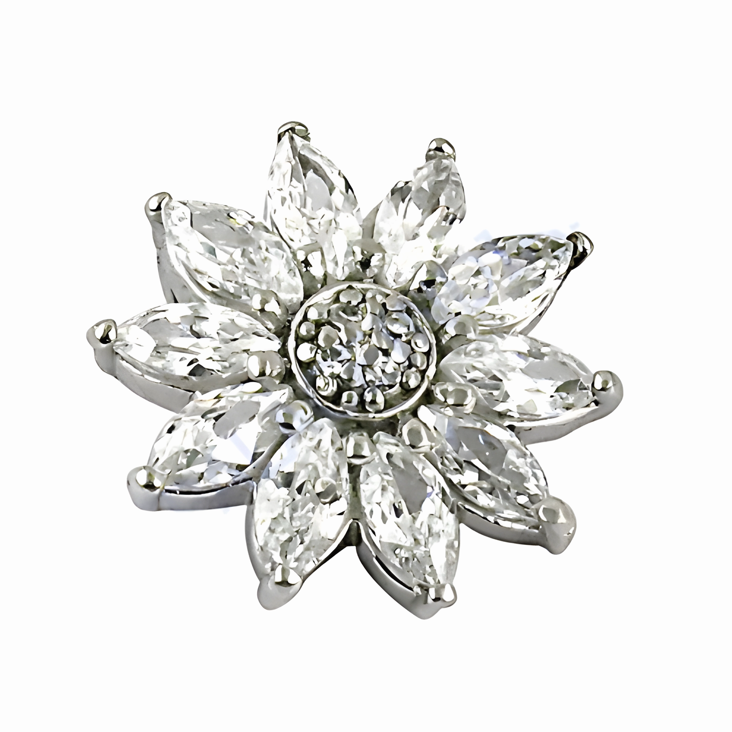 Beautiful Flower Style Cubic Zirconia Silver Pendant - Floral CZ Gemstone Pendant Outdoor Event Lightweight Gift