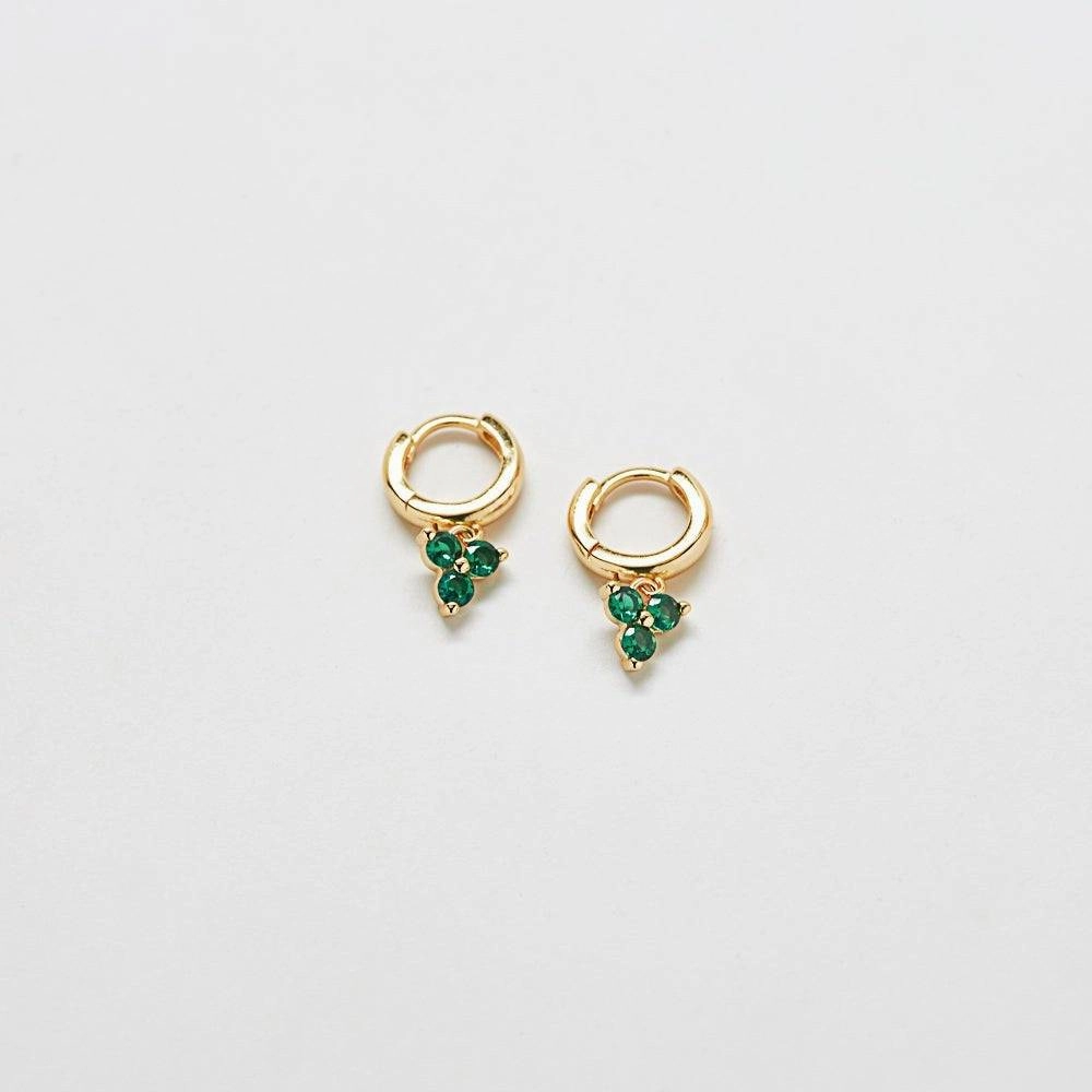 Green Pave Geometric Huggie Earrings - Imperfect Premium Decor Elegant Essential