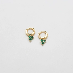 Green Pave Geometric Huggie Earrings - Imperfect Premium Decor Elegant Essential