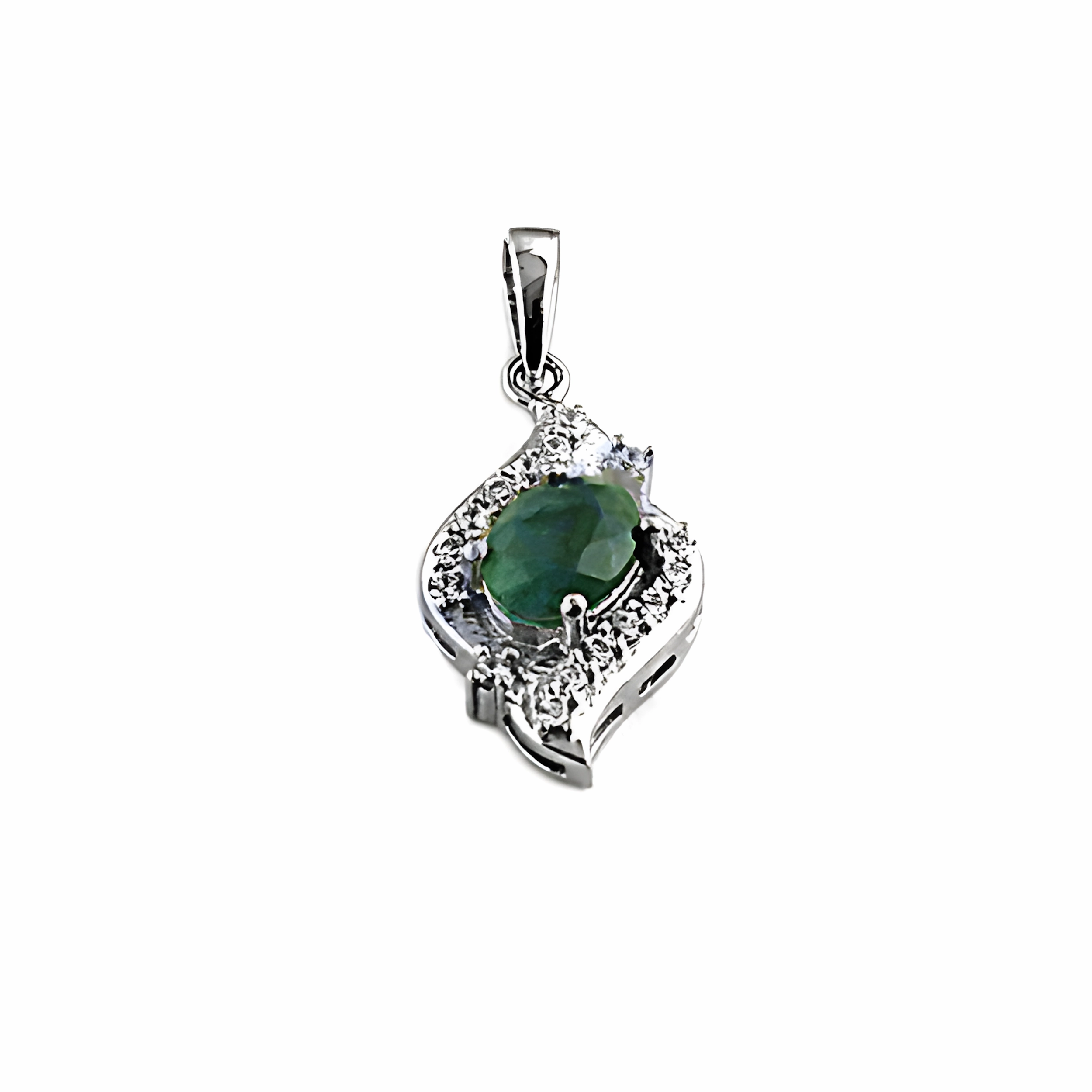 trendy youth Stunning CZ Dyed Emerald Silver Pendant - Elegant Jewelry for Any Occasion