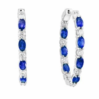SAPPHIRE AND DIAMOND HOOP EARRINGS Dainty Ornament Modern Choice