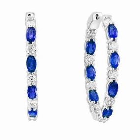 SAPPHIRE AND DIAMOND HOOP EARRINGS Dainty Ornament Modern Choice
