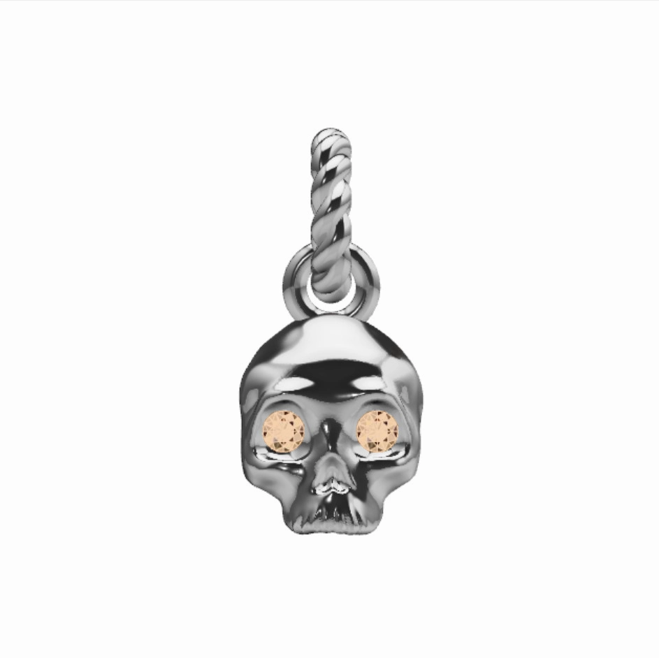 Vibrant Touch Fixed Size Accessory Bejeweled Skull Charm