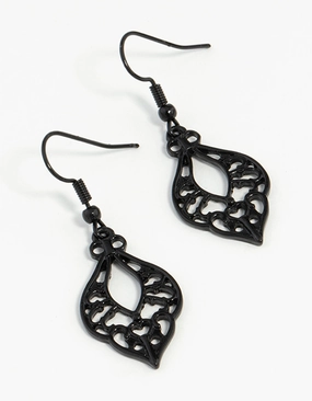 Sparkle Surface youth appeal Black Cutout Bohemian Drop Earrings
