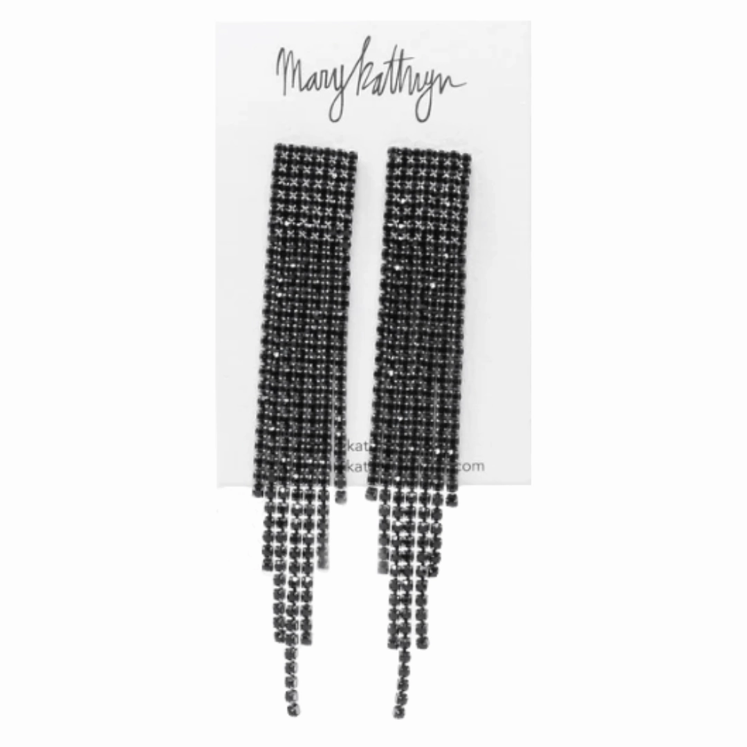 Black Sparkly Threader Earrings Glamorous Finish Fresh Pair