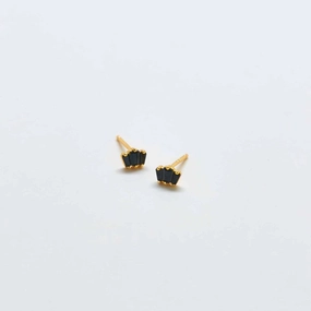 Black Trio Baguette Gold Studs Vintage-Inspired Adornment