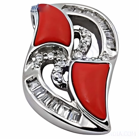 Active Lifestyle Bold & Beautiful Coral Cubic Zirconia Gemstone Silver Pendant | Elegant CZ Pendants