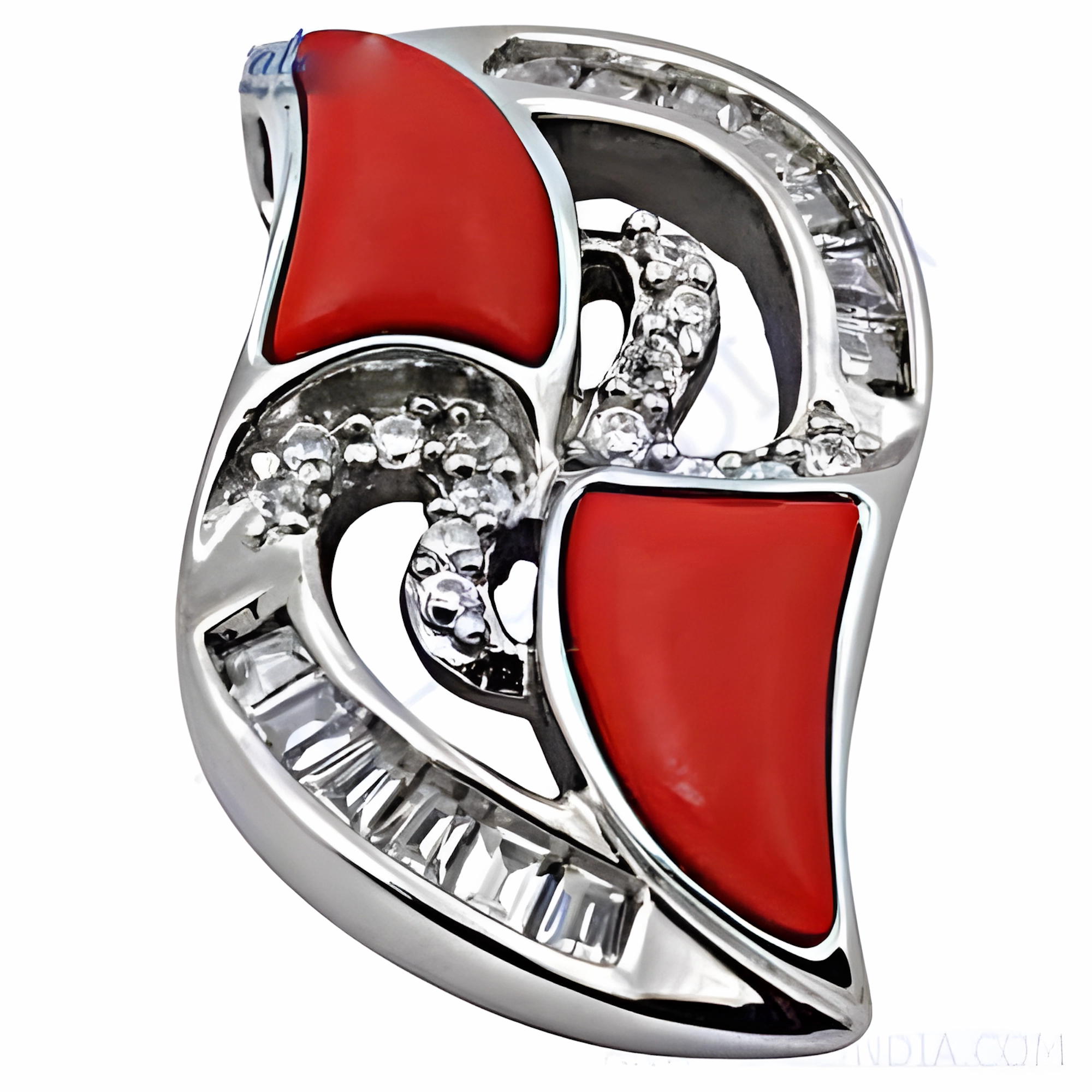 Active Lifestyle Bold & Beautiful Coral Cubic Zirconia Gemstone Silver Pendant | Elegant CZ Pendants