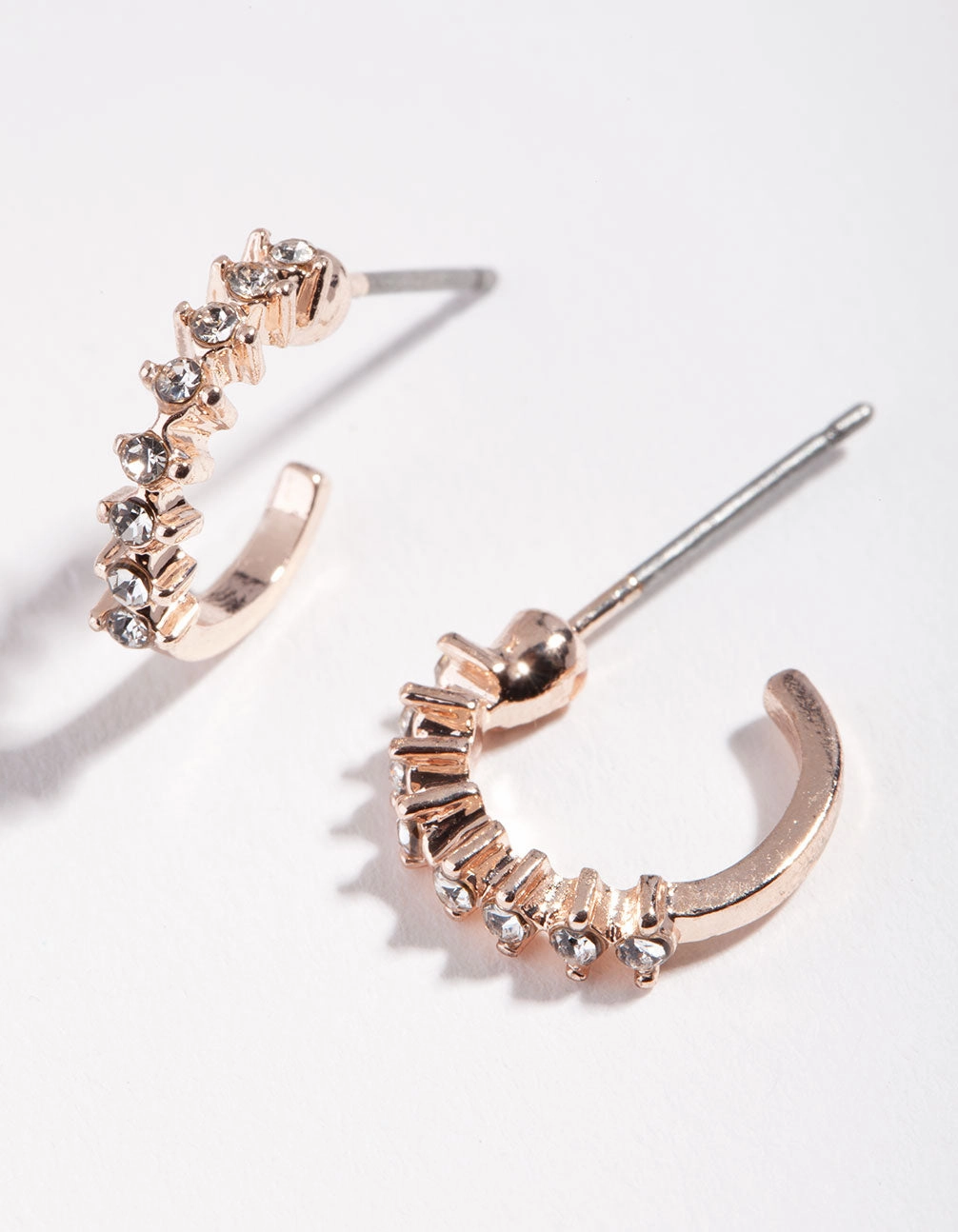 Rose Gold Micro Diamante Hoop Earrings Custom Styling Glam Night Look