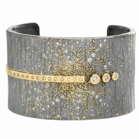 Aspen Statement Cuff 2.0 - 22ky, 18ky, Oxidized Silver   VS Diamonds Lifestyle Match