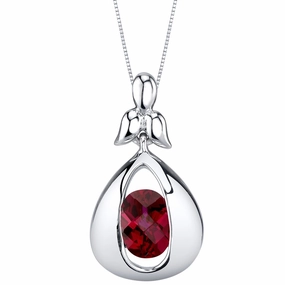 Ruby Pendant Sterling Silver Oval Shape 1.5 Carat Superb Ornament
