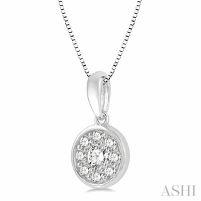 Formal Event Piece Professional Gift 1/3 Ctw Round Cut Diamond Cluster Circular Pendant With Chain in 14K White Gold