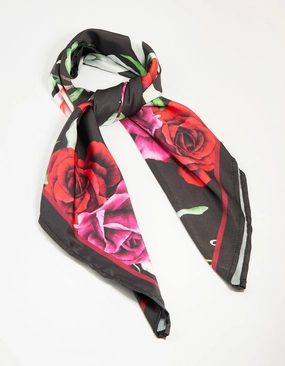 Bold Rose Fabric Scarf Chic Fusion