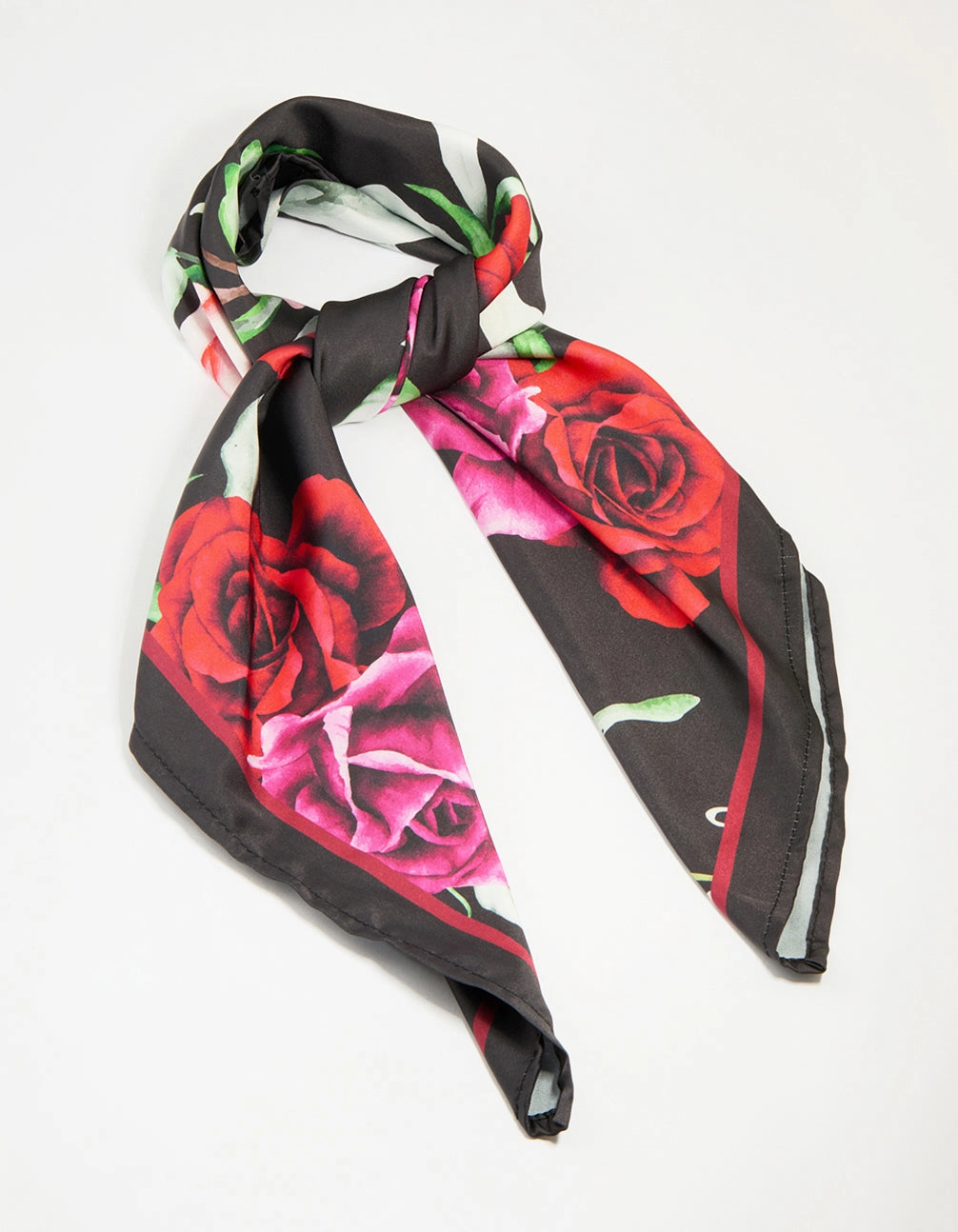 Bold Rose Fabric Scarf Chic Fusion