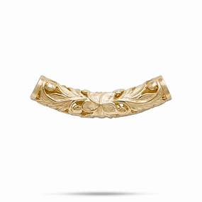 Hawaiian Heirloom Plumeria Barrel Pendant in Gold - 39mm Graceful Spirit Anniversary Present