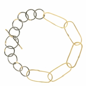 Breezy Chain Link Bracelet - 18k Gold   Oxidized Argentium Silver Trendy Glow
