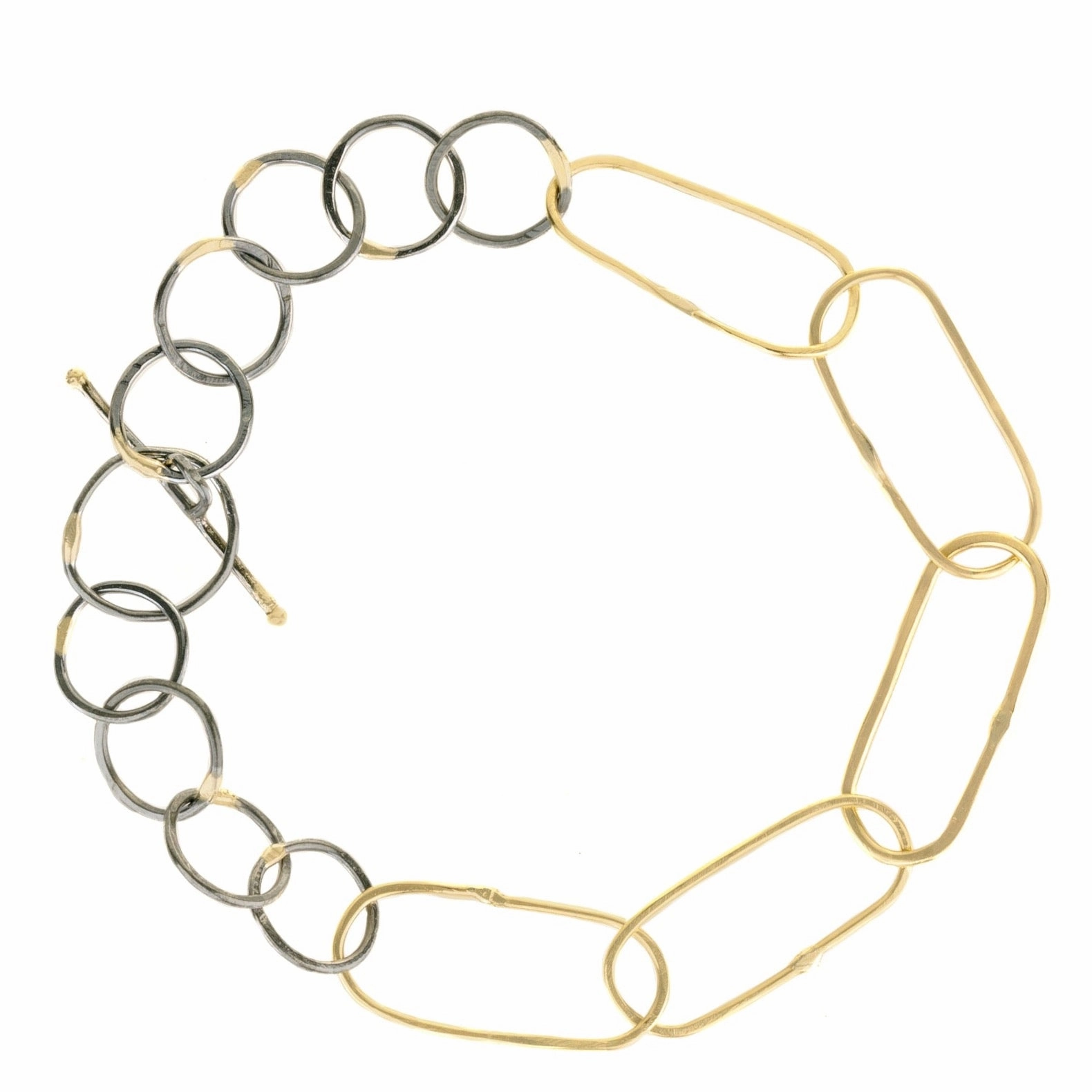 Fashion Classic Breezy Chain Link Bracelet - 18k Gold   Oxidized Argentium Silver