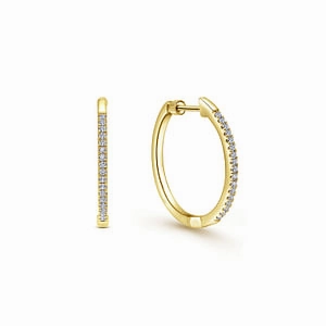 Avant-Garde Accent 14K Yellow Gold 20mm Round Classic Diamond Hoop Earrings