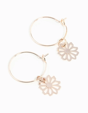 Rose Gold Dainty Petal Hoop Earrings Vogue Piece