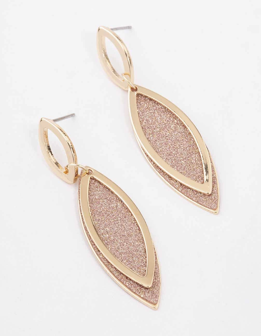 Brown Glitter Paper Leaf Drop Earrings Sparkling finish Effortless Chic