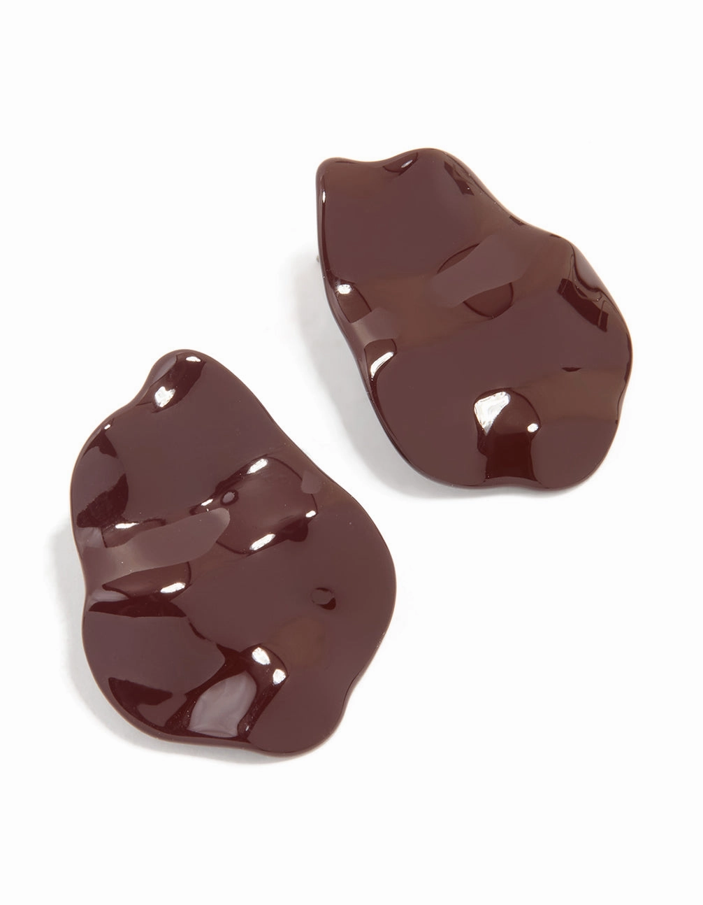 shiny accents Burgundy Coated Metal Shiny Organic Stud Earrings